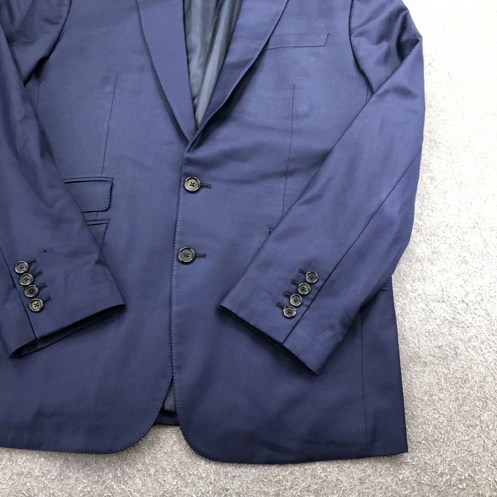 Marzoni Suit Jacket Mens 38 Blue Wool Solid 2 Button Italy Business Formal